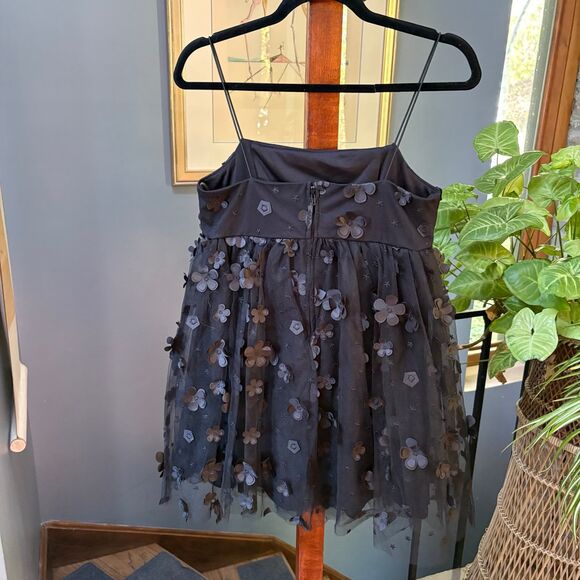 Altar'd State Trixxi Black Aurora 3D Floral Mesh +Tulle Baby Doll Dress size XS - Picture 5 of 8